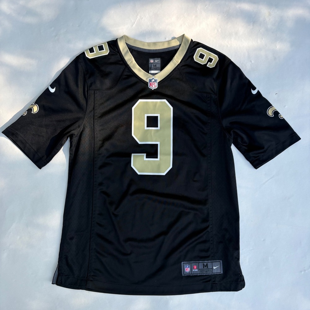 Nike Drew Brees New Orleans Saints NFL Jersey Black Gold Mens Medium 9